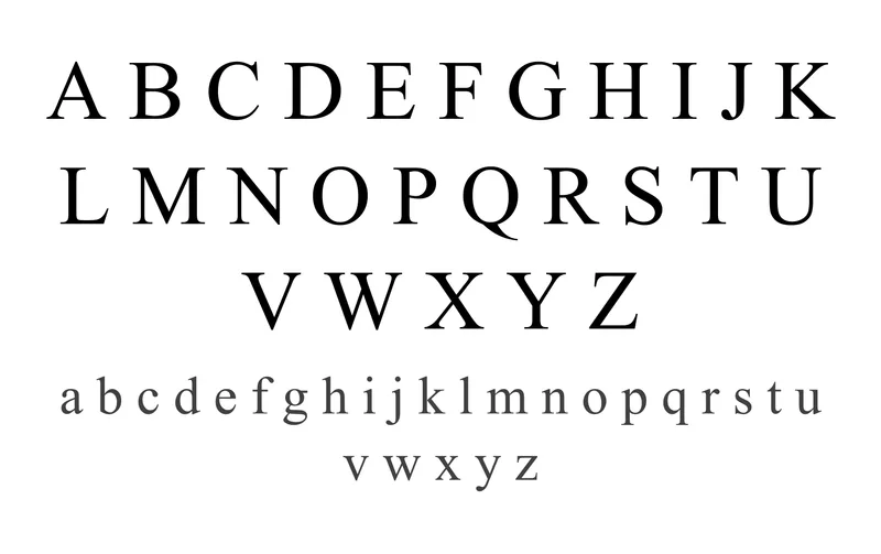 英語 の アルファベット A-Z 26 文字 の 大文字 と 小文字 を 並べ た 表