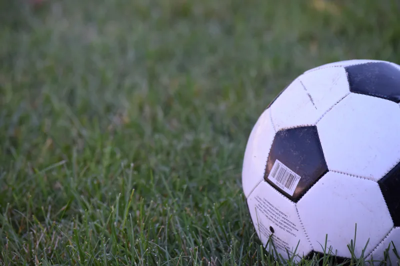 芝生 の 上 の サッカーボール