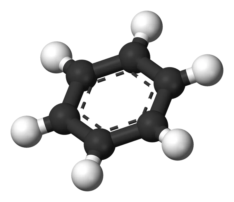 炭素6個が正六角形に並びそれぞれに水素1個がついたベンゼン分子