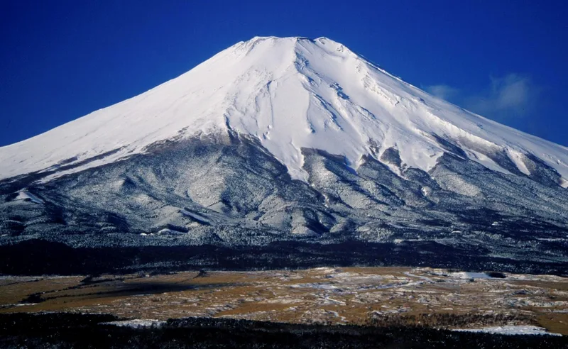 雪をかぶった富士山