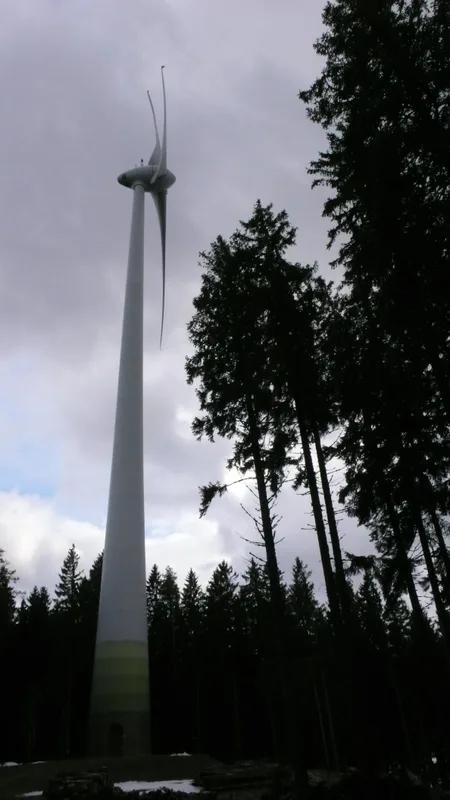 ドイツ黒い森地方の大型風力発電タービン