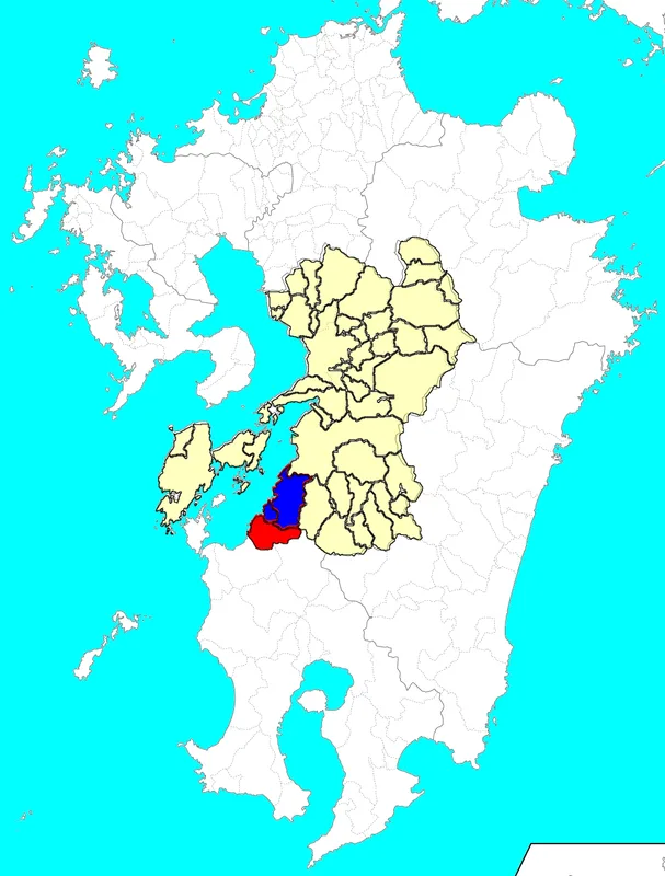 熊本県水俣市の位置を示す地図